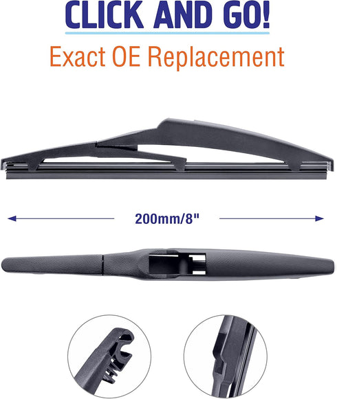 8 inch (8-A) Rear Wiper Blades Replacement for Toyota Prius 2019-2012 Prius C 2016-2012/Lexus CT 2017-2011/Scion xD 2014-2008 +More BACK Windshiel...