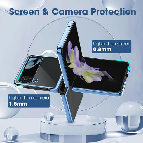 MATEPROX Compatible with Samsung Galaxy Z Flip 3 Case, Slim Thin Lightweight Protective Phone Case with Clear Back with Electroplated Frame for Sa...