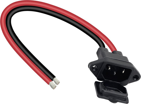 GELRHONR IEC 320 C14 Male 3 Pins Mount 10AWG AC Inline Plug Power Cord Panel Mount and 2 Open Wiring Stripped for Car/Home Appliances/PC - Black/R...