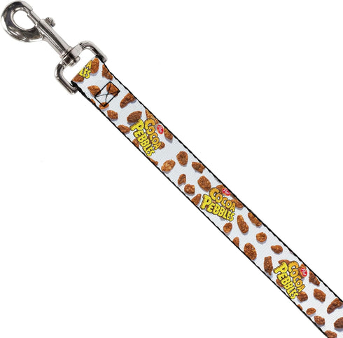 The Flintstones Pet Leash, Dog Leash, Cocoa Pebbles Logo and Cereal Pebbles Scattered White Browns, 4 Feet Long 0.5 Inch Wide...