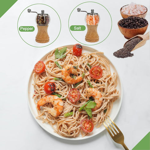 Classical Hand Shake Wood Pepper Grinder Set & Gorgeous Salt Wooden & Acrylic,Ceramic Blades Upgrade metal handle,Enjoy Your Best Fresh Ground Pep...