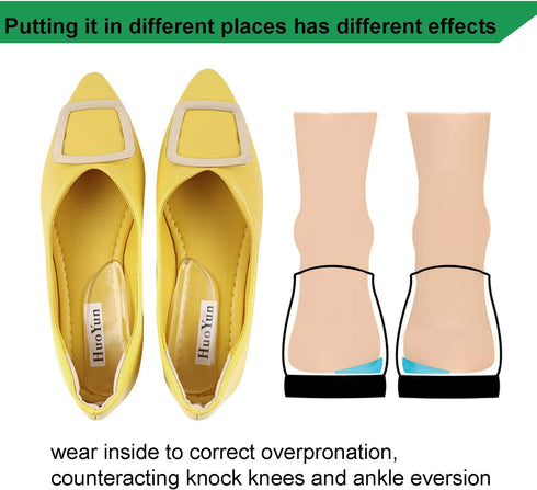 5 Pairs Medial & Lateral Heel Wedge Silicone Insoles - Corrective Adhesive Shoe Inserts for Foot Alignment, Knock Knee Pain, Bow Legs, Osteoarthri...