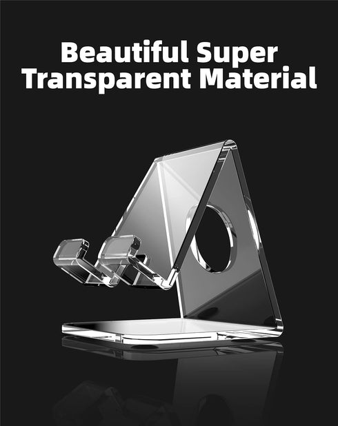 TOPGO Acrylic Cell Phone Stand, Clear Phone Holder for Office Desk, Vanity, Kitchen, Bedside Table, Compatible with iPhone/Smartphones/iPad/Switch...