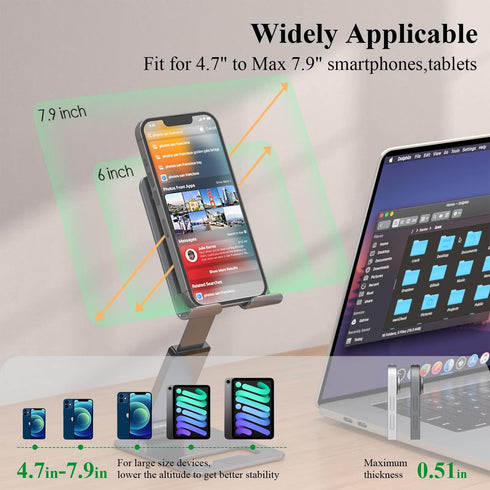 Minthouz Extendable Cell Phone Stand, Aluminium Phone Holder for Desk, Multi-Angle/Height Adjustable Phone Stand Compatible with iPhone 14 13 Pro ...