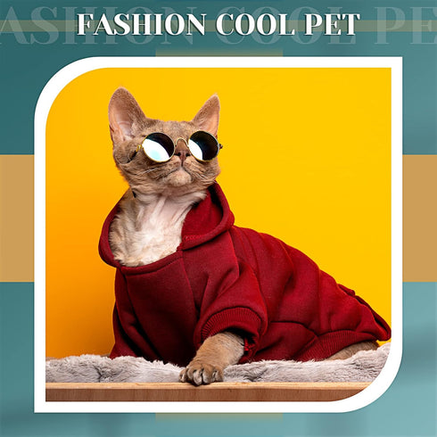 Dog Sunglasses Retro Pet Glasses Doll Glasses Classic Round Dog Glasses Metal Cat Puppy Eye Wear Hippie Costumes for Cats and Dogs, Photos Props C...