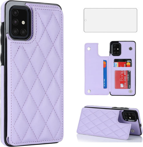 Asuwish Phone Case for Samsung Galaxy A71 5G Wallet Cover with Tempered Glass Screen Protector and Leather RFID Credit Card Holder Stand Slot Rugg...