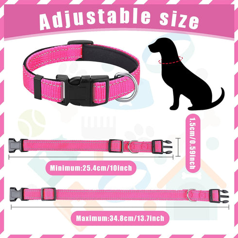 Sanwuta 12 Pcs Reflective Puppy Dog Collars Bulk for Litter Small Medium Boys Dogs Adjustable Safety Nylon Collars with Locking Buckle Soft Padded...