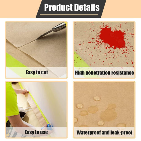 Masking Paper, 20" X 50feet, Tape and Drape for Automotive Painting Covering, Paint Spray Shield for House Painting...
