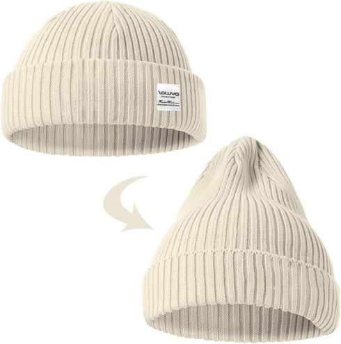 zowya Fisherman Beanie or 2 in 1 Regular Cuff Knit Beanie for Men Women Warm Rib Watch Skull Cap...