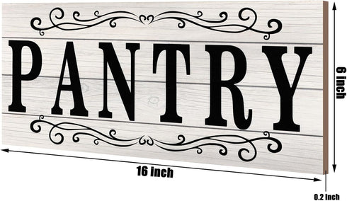 Pantry Sign Wall Decor Farmhouse Pantry Sign Wooden Rustic Retro Hanging Wooden Art Printed Decor for Home Room Holiday Decoration, 16 x 6 Inches(...