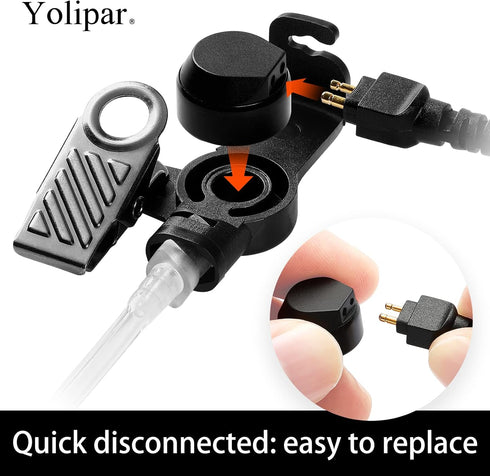 RDM2070D 2-Pin 2-wire Motorola Walkie Talkies Earpiece Surveillance Kit Compatible with CLS1410 CLS1110 CP200D GP300 GP2000 BPR40 Radio with Big P...