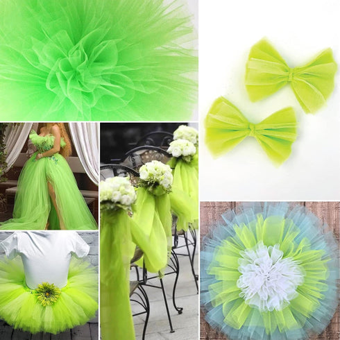 Lime Green Tulle Fabric Rolls 6 Inch by 100 Yards (300 feet) Fabric Spool Tulle Ribbon for DIY Tutu Bow Halloween Decorations Baby Shower Birthday...