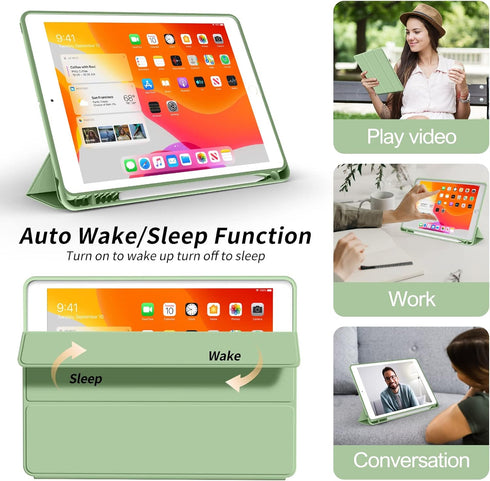 Aoub Case for iPad 6th Generation 2018/iPad 5th Generation 2017 9.7 inch, with Pencil Holder, Auto Sleep/Wake, Soft TPU Back Slim Lightweight Trif...
