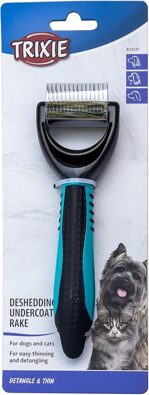 TRIXIE Pet Deshedding Undercoat Rake, For Cats and Dogs, Detangle and Thin 2" x 7" (5x18cm)...