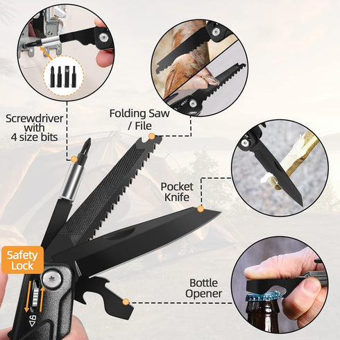 Father's Day Gifts, Hammer Multitool 15 in 1 Birthday Gifts for Men Dad Husband Boyfriend Camping Accessories Survival Gear Multi Tool with Gift B...
