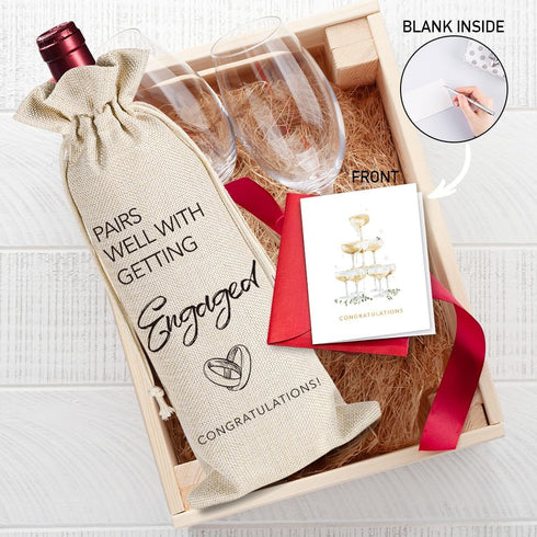 Engagement Gifts for Couples, Marriage Wedding Wine Bag Gifts for Mr and Mrs, Pairs Well With Getting Engaged, Bridal Shower Gift for Bride, Draws...