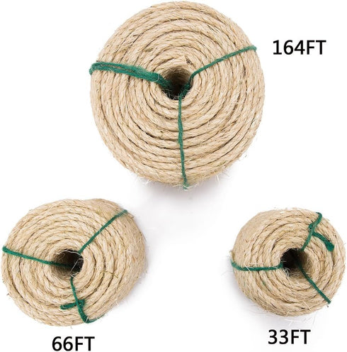 Yangbaga Sisal Rope for Cats - 1/4 Inch - Natural Fiber and Color 66FT...