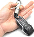 Car Key Fob Keychains Leather Holder Key Chain Sturdy Metal with D-Ring for Men and Women 2 Pack, Black, 360 Degree Rotatable, with Screwdriver...