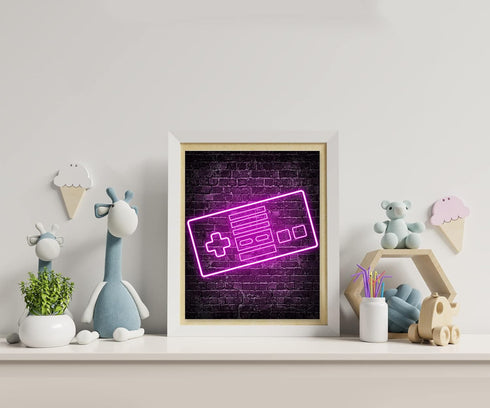 Neon Gaming Posters for Boys Room Decor, Boys Room Decorations for Bedroom, gamer wall art,Gamer, game console, Teen boy bedroom, game room, No Fr...