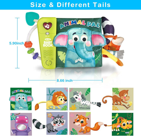 Baby Books Toys 6-12 Months - Baby Musical Toys Newborn Montessori Toys for Babies - Soft 3D Activity Cloth Tummy Time Book - Infant Early Develop...