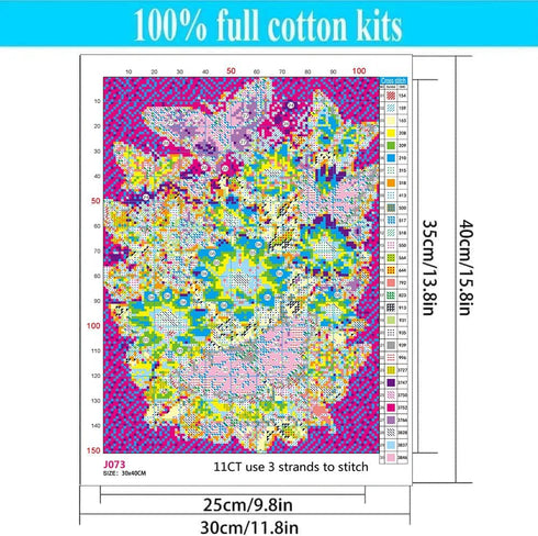 Butterfly Stamped Cross Stitch Kits - Flowers Needlepoint Counted Cross Stitch Kits for Beginners Adults Patterns Dimensions Needlecrafts Embroide...