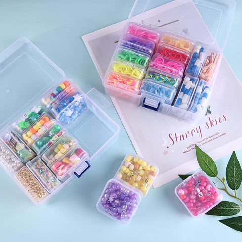 Quefe 30pcs Bead Organizers in A Clear Organzier Box, 2 Sets Clear Plastic Diamond Painting Storage Container with Mini Boxes for Craft Organziers...