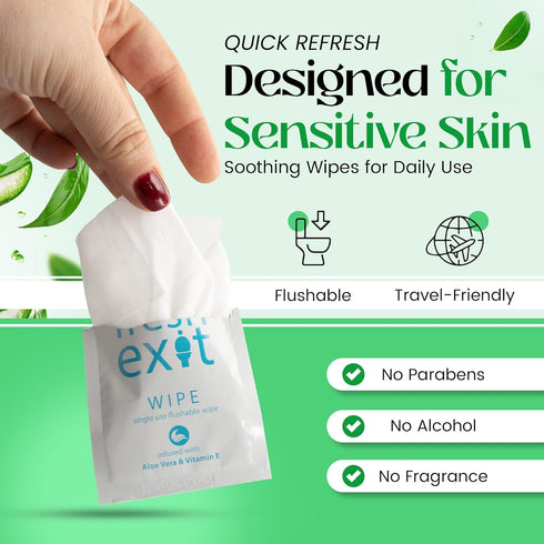 Flushable Wipes for Adults – 36 Individually Wrapped Biodegradable Wet Wipes, Travel Size, Extra-Large Unscented, hypoallergenic – Feminine Hygien...