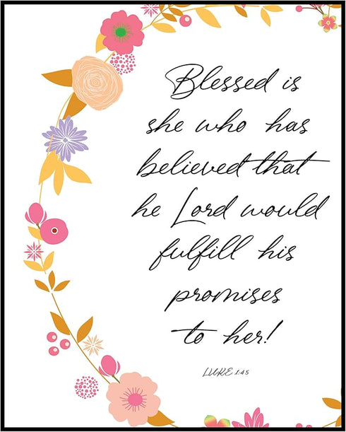 Posterizer 1 pcs-Blessed is She-Positive Quotes-Bible Verse-Religious Posters-Motivational & Inspirational Art-Gifts for Christians - Gift for Dau...