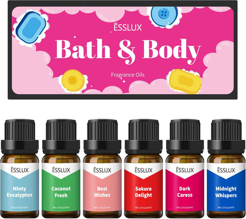 Fragrance Oils, ESSLUX Bath & Body Scented Essential Oils for Diffusers for Home, Premium Soap Candle Making Scents, Aromatherapy Oils Gift Set,10...