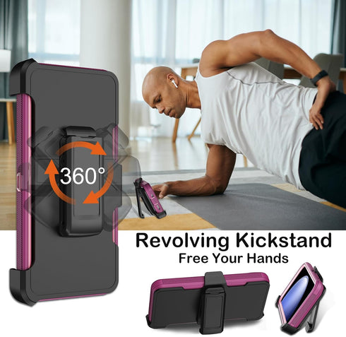 for Samsung Galaxy S23 FE Case with Belt Clip Holster & Kickstand,Built-in Screen Protector,Heavy Duty Shockproof Drop Protection Military Grade F...