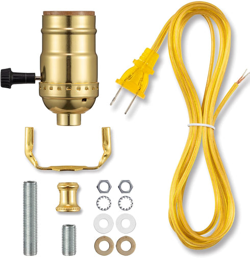 Lamp Repair Kit for Table Lamps and Floor Lamps, Lamp Rewiring Kit with 3 Way Lamp Socket Replacement, 12FT Cord and Essential Hardware, Lamp Part...