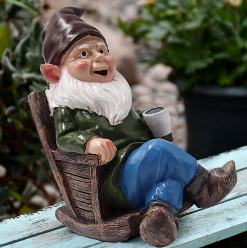 Drinking Coffee Garden Gnome Statue, Wizard Gnome 3D Dwarves, Polyresin Outdoor Sculpture Gnome Statue Garden Figurine Art Garden Decoration for L...