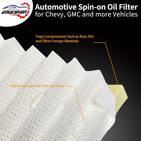 Oil Filter Compatible With Allison 1000 2000 2400 Transmissions, 6.6L Duramax Diesel Engine, 01-19 Chevy Silverado/GMC Sierra 2500HD, 03-09 Chevro...