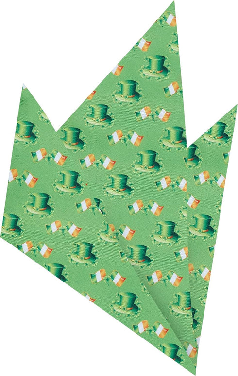 Jacob Alexander Men's Happy Saint Patrick's Day Leprechaun Hat Ireland Flag Diagonal Pattern Pocket Square - Green...