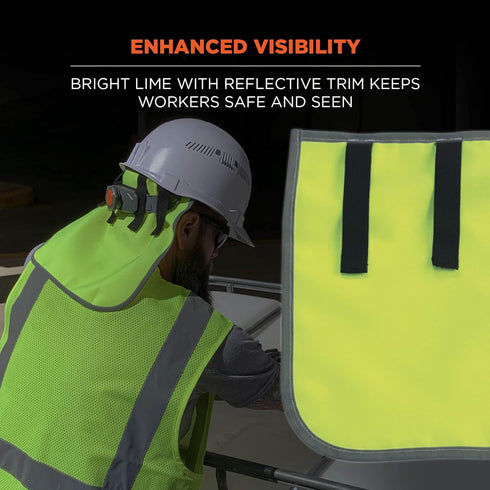Ergodyne - 29063 GloWear 8006 High Visibility Hard Hat Neck Shade with Reflective Binding- Lime, 1 Count (Pack of 1)...