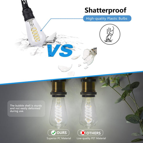 BORT Dimmable LED Edison Bulbs, 6W Equivalent to 60W Vintage Light Bulb, E26 5000K ST58/ST19 LED Bulbs, Antique Flexible Spiral LED Filament Light...