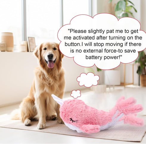 Mity rain 2 in 1 Interactive Dog Toys, Fish Dog Toy to Keep Them Busy, Plush Squeaky Dog Toys, Rechargeable Wiggly Pink Pet Toys for Small Medium ...