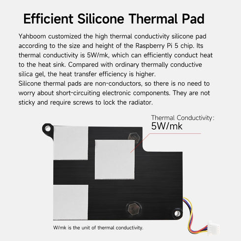 Yahboom Cooler for Raspberry Pi 5,with PWM Cooling Fan Aluminum Heatsink for Pi5?Insulation Silicone Thermal Pad Cool Cooler Pi50 Cool Down Quickl...