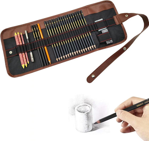 Sketching Pencil Set, Drawing Pen Charcoal Sketch Included Graphite Pencils, Charcoal Pencils, Paper Erasable Pen, 30pcs Total for Beginners Artis...