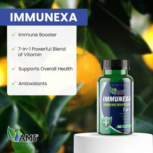 America Medic & Science Immunexa 7 in 1 Immune Support Booster (60 capsules) with Vitamin A, C, D, Zinc, Echinacea, Elderberry | Adults Immunity B...