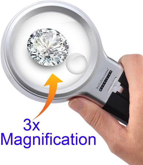 Magnifying Glass Illuminated 10 LED Multi Functional Hands Free Folding Magnifier 3X Magnification Reading Hobby Crafts Jewelry Vision Aid...