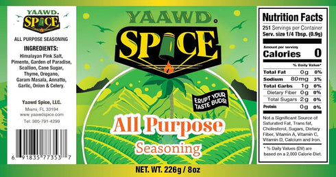 Yaawd Spice - Authentic jamaican Gourmet All Purpose Seasoning, Carribean Dry Rub Powder 8oz For Chicken, Pork, Seafood, Beef, Vegetables & More| ...