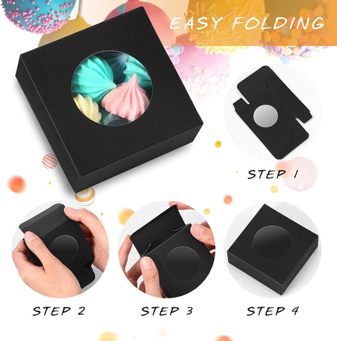 Chinco 30 Pcs Kraft Paper Box with Clear Window Homemade Soap Boxes Presents Packaging Boxes for Bakery Cookies Packaging Candy Wedding Birthday P...