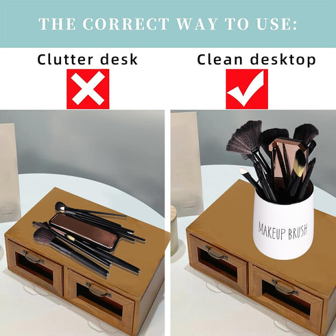 LEETOYI Ceramic Makeup Brush Holders for Bathroom Vanity and Countertop, Farmhouse Cosmetic Storage Organizer Cup, White...