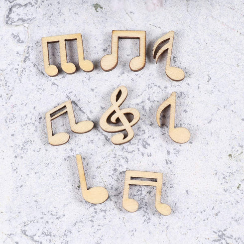 JANOU 100pcs Music Notes Wood Cutouts Music DIY Craft Embellishments Unfinished Wood Ornaments Decoration (Assorted Pattern)...