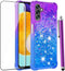 for Samsung Galaxy A13 5G Case with Tempered Glass Screen Protector, Glitter Bling Flowing Liquid Women Girls Soft TPU Shockproof Protective Phone...
