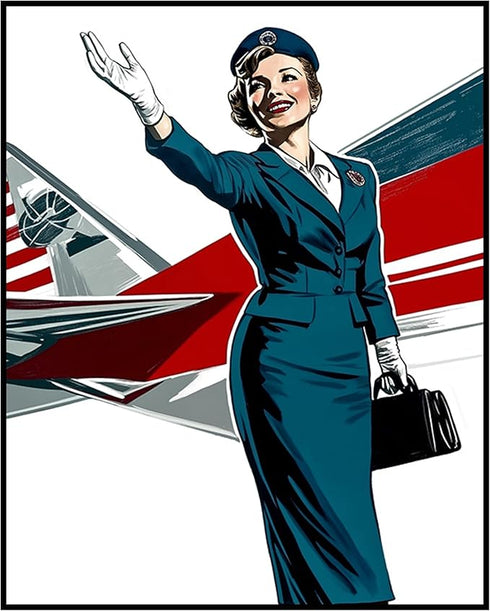 Posterizer 1 pcs-retro style flight attendant minimal art 1-Adventure Wall Art- Gift for Men Women Entrepreneur Teens -Decor for Home & Office- un...