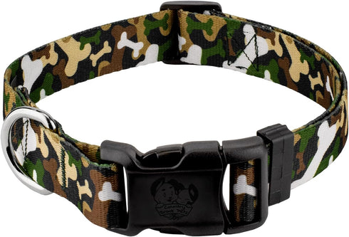 Country Brook Petz - Deluxe Woodland Bone Camo Dog Collar - Made in The U.S.A., Camouflage Collection featuring Rugged Designs (1 Inch, Medium)...