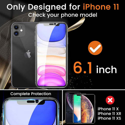 3+3 Pack Privacy Screen Protector for iPhone 11 6.1-Inch with 3 Pack Camera Lens Protector, Anti Spy Tempered Glass Film 9H Hardness Bubble Free C...