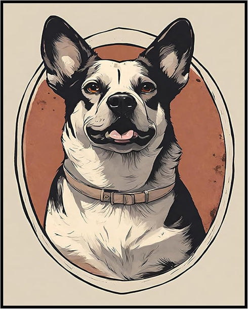 Posterizer 1 pcs- Beautiful black and white dog smiling-Art for Animal Lovers-Abstract & Modern Art- Gift for Men Women Entrepreneur Teens-Living ...